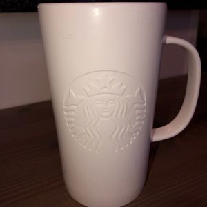 Starbucks White Embossed Siren Mermaid Mug